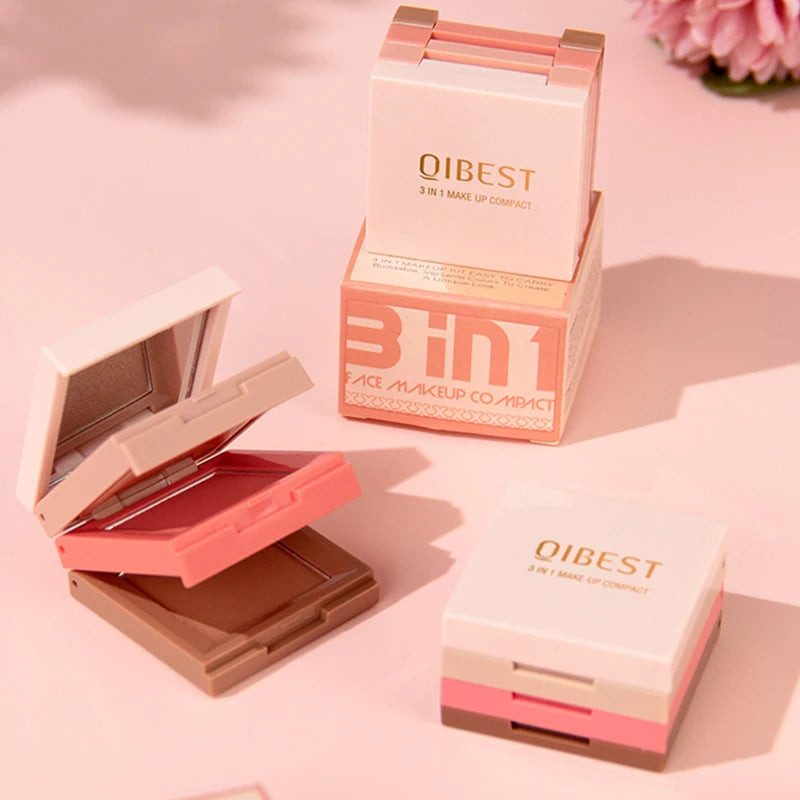 3-in-1 Makeup Palette – Highlighter, Blush & Contour
