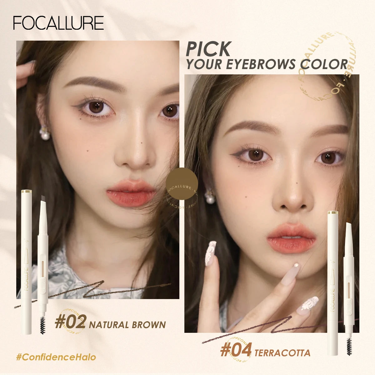 Focallure Eyebrow Pencil – 4 Colors, Waterproof