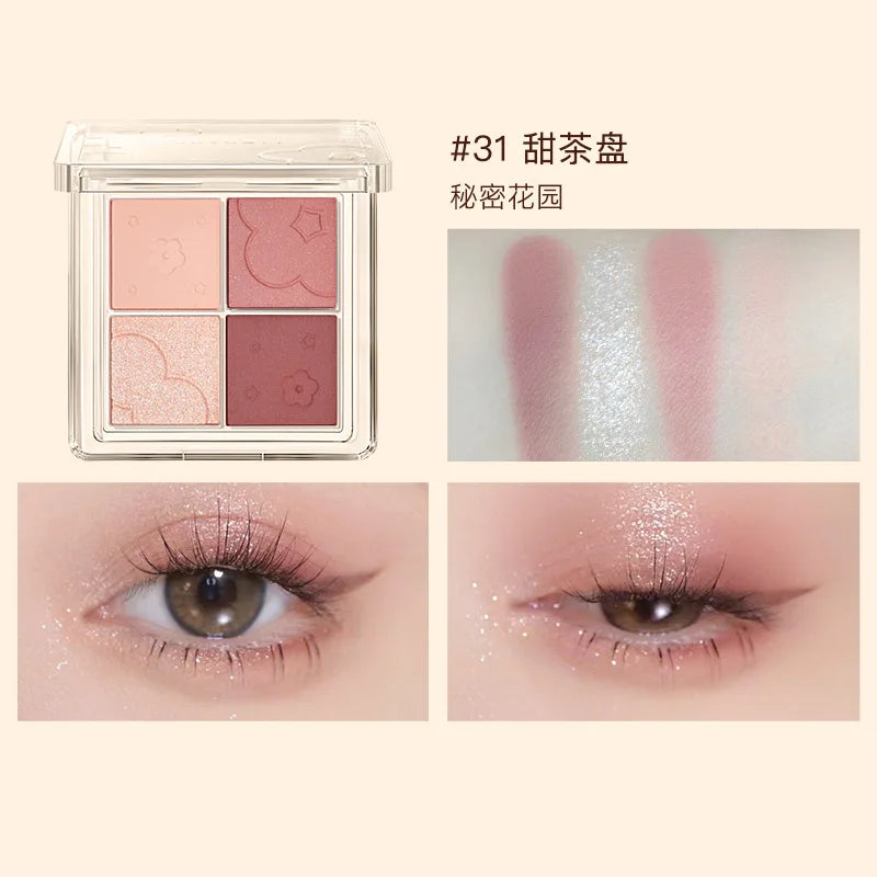 Judydoll 4-Color Eyeshadow Palette – Matte & Glitter Shades
