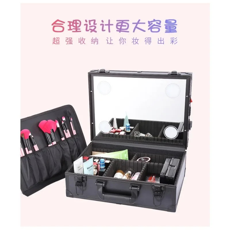 LED Cosmetic Case – Portable Makeup Toolbox with Adjustable Lighting