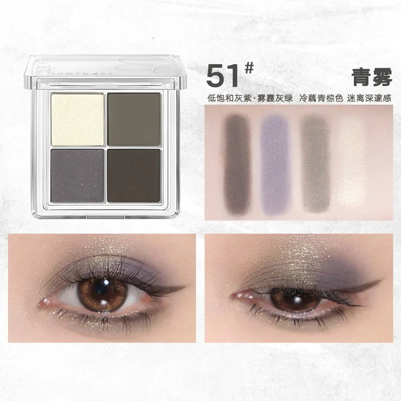 Judydoll 4-Color Eyeshadow Palette – Matte & Glitter Shades