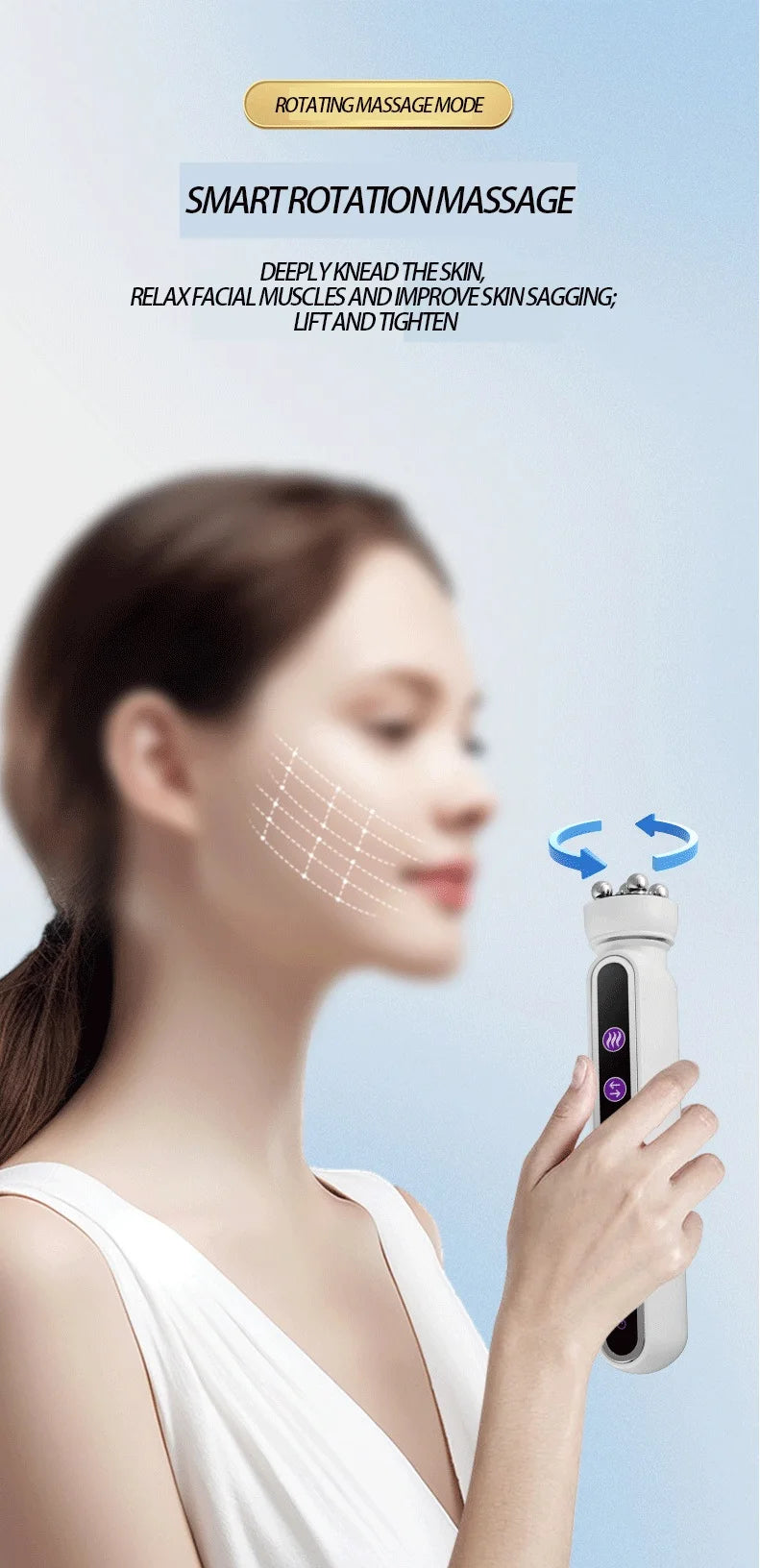 EMS Microcurrent Facial Heating Body Eye RF Face Lift Pulling Electric Rotating Roller Massage Beauty Device