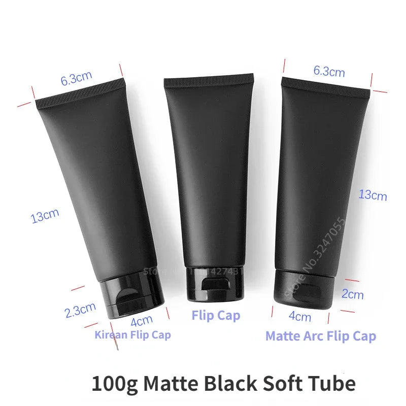 Empty Matte Black Tubes – 100ml Cosmetic Squeeze Bottles