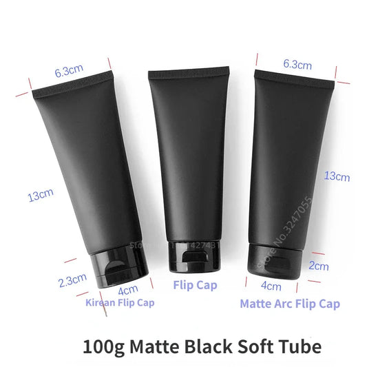Empty Matte Black Tubes – 100ml Cosmetic Squeeze Bottles