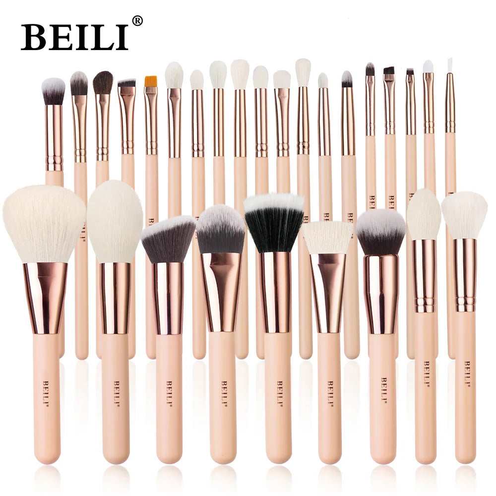 BEILI Pink Makeup Brush Set – Powder & Eyeshadow