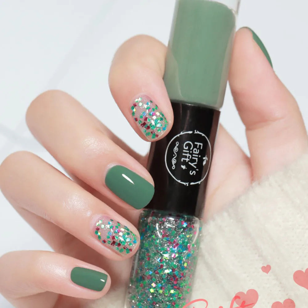 2-in-1 Glitter Nail Polish – Long-Lasting Quick-Dry Gel