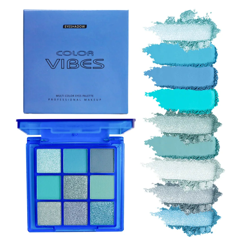 9-Color Glitter Eyeshadow Palette – Avocado Green Matte & Shimmer