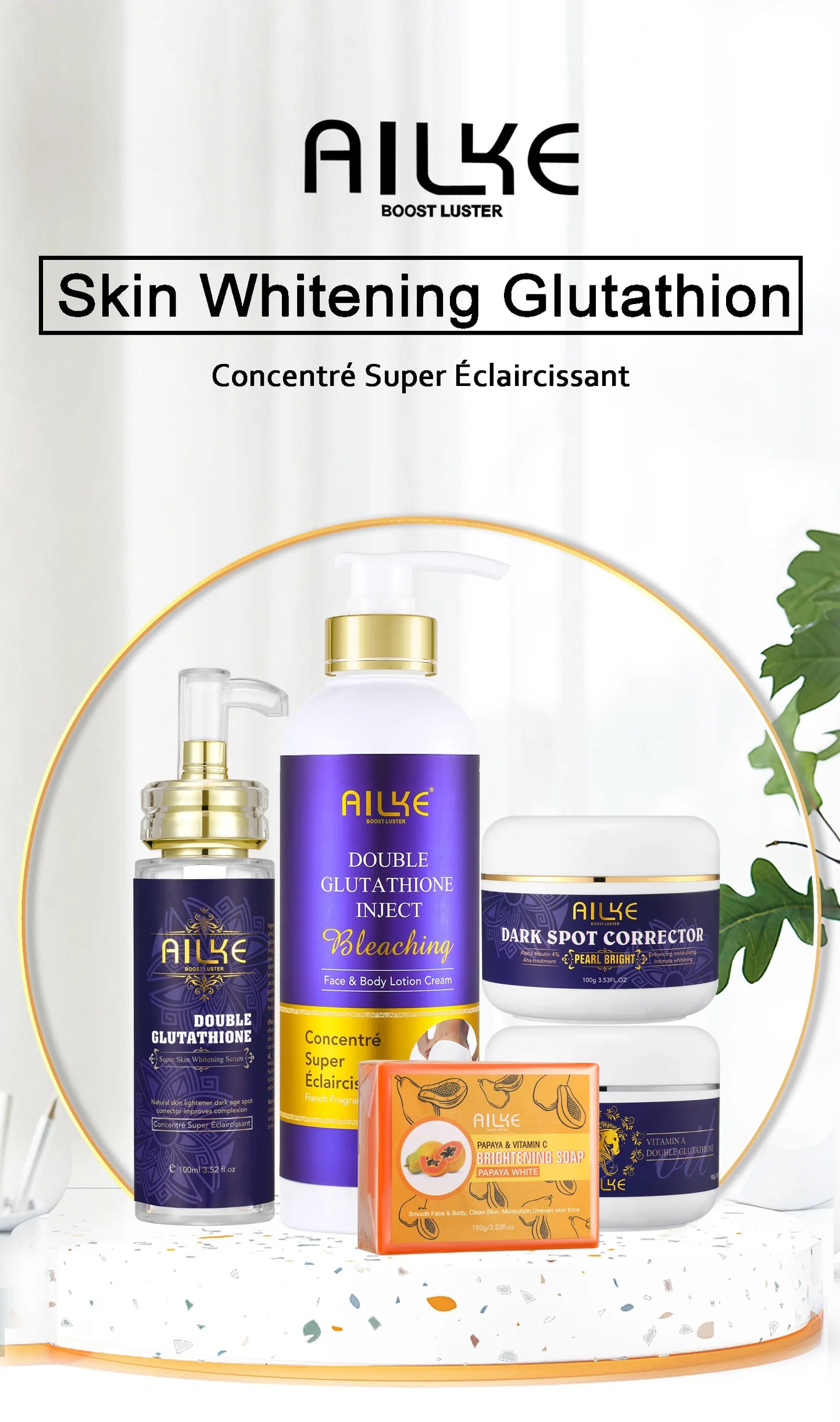 AILKE Glutathione 5-in-1 Skincare Kit – Lotion, Serum & Soap