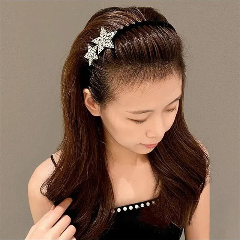 Rhinestone Headband – Luxury Double Star Hair Hoop