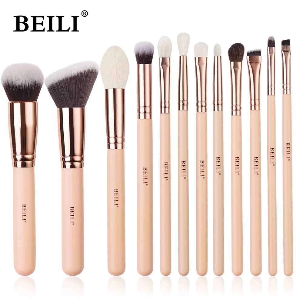 BEILI Pink Makeup Brush Set – Powder & Eyeshadow