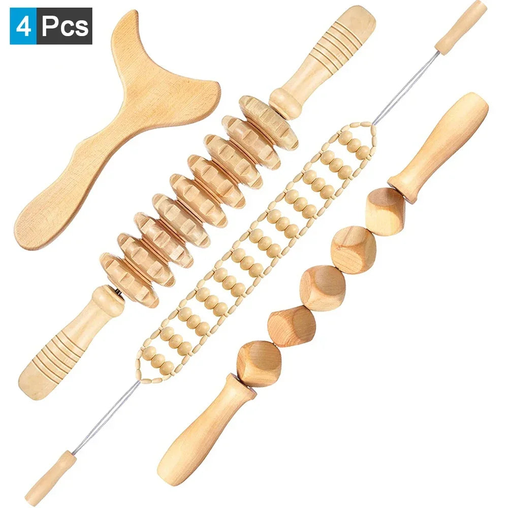Wood Therapy Massage Tools – Anti-Cellulite Wooden Roller Set