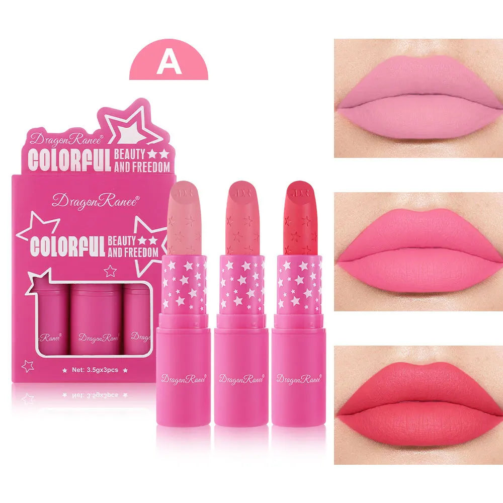 Matte Lipstick Set (3pcs) – Waterproof, Long Lasting