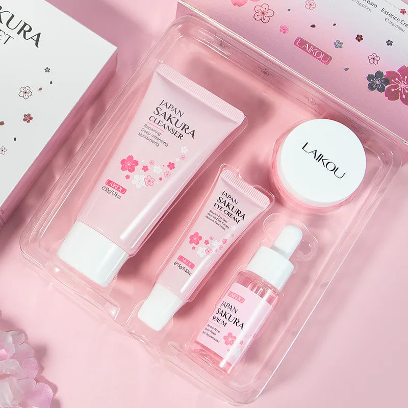 Sakura Skincare Set – Cleanser, Serum, Cream & Eye Cream