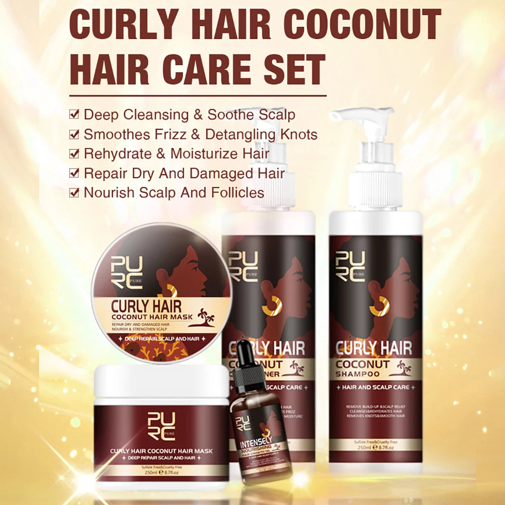 PURC Coconut Oil Hair Care Set – Shampoo, Conditioner & Mask