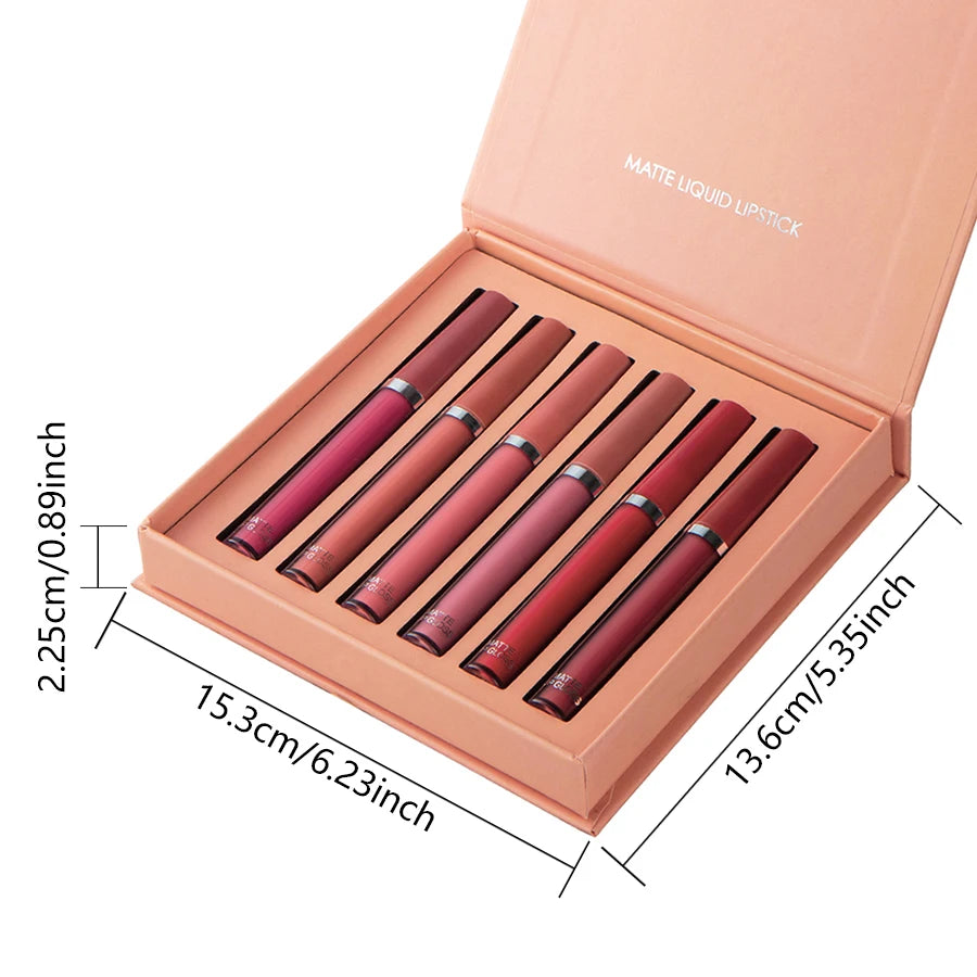 6 Colors Matte Lip Gloss Set – Waterproof Gift Box