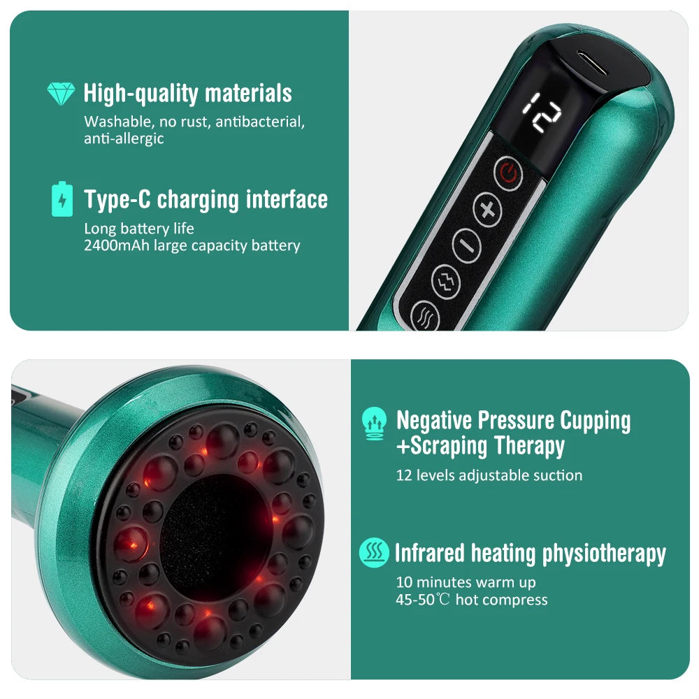 Smart Vacuum Cupping Massager – Infrared Heating & Skin Therapy