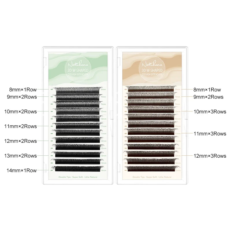 NATUHANA 5 Cases Eyelash Extensions – W-Shape Volume
