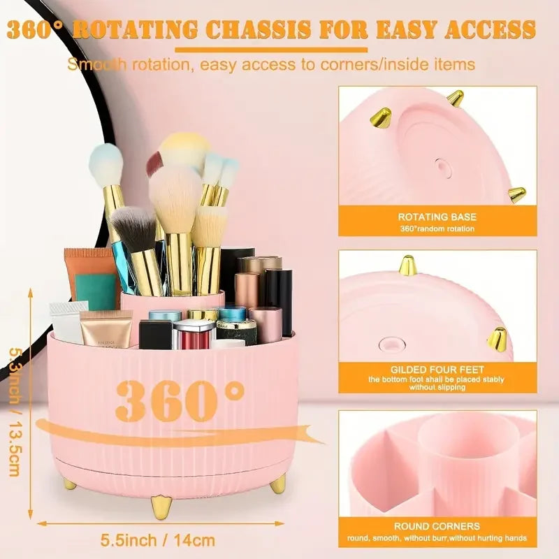Rotating Makeup Organizer – 360° Brush & Tool Holder