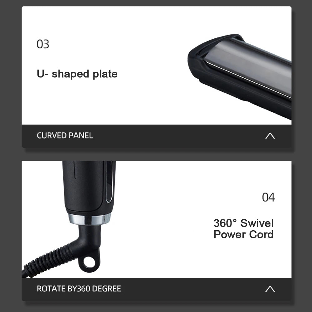 Titanium Flat Iron Curler – U-Shaped Professional Hair Styler