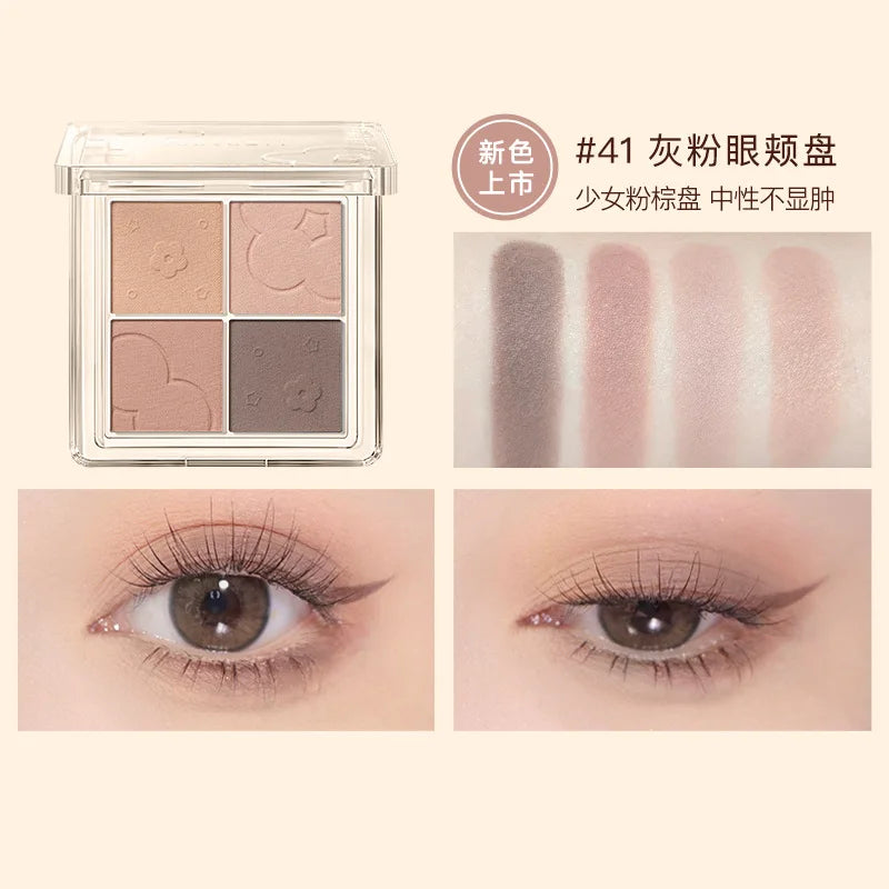 Judydoll 4-Color Eyeshadow Palette – Matte & Glitter Shades