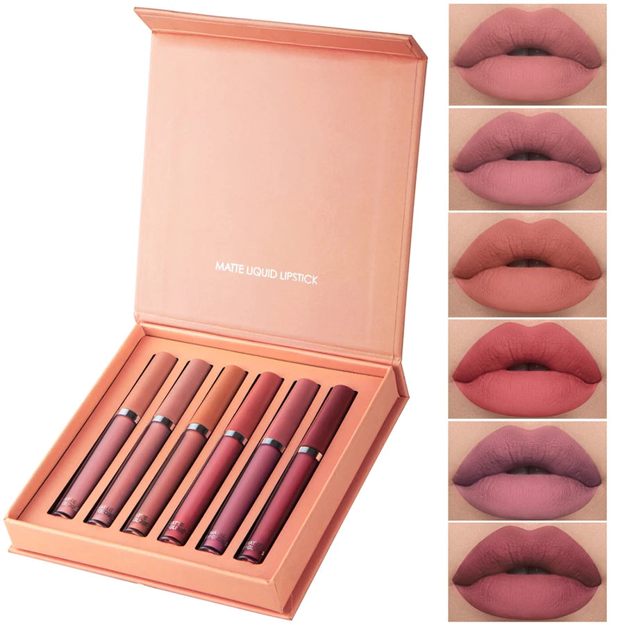 Matte Lip Gloss Set – 6 Colors Waterproof Gift Box