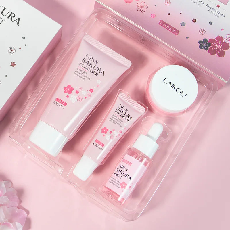 LAIKOU Sakura Skincare Kit – Cleanser, Creams, Toner & Serum