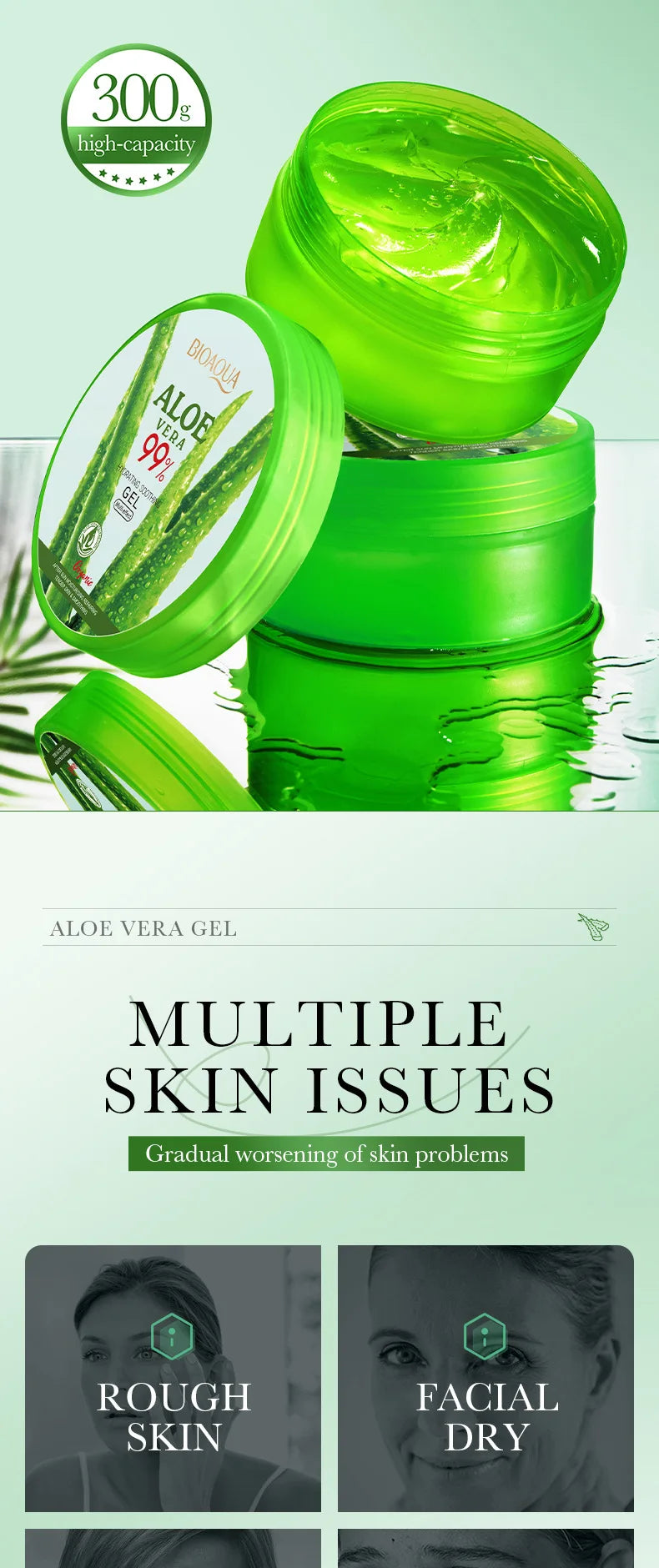 BIOAQUA Aloe Vera Gel 300g – Moisturizing & Soothing Cream