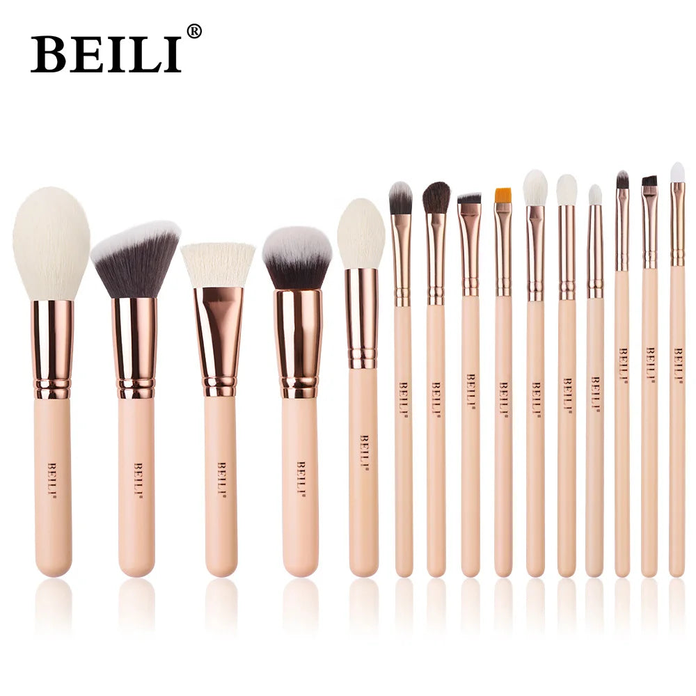BEILI Pink Makeup Brush Set – Powder & Eyeshadow