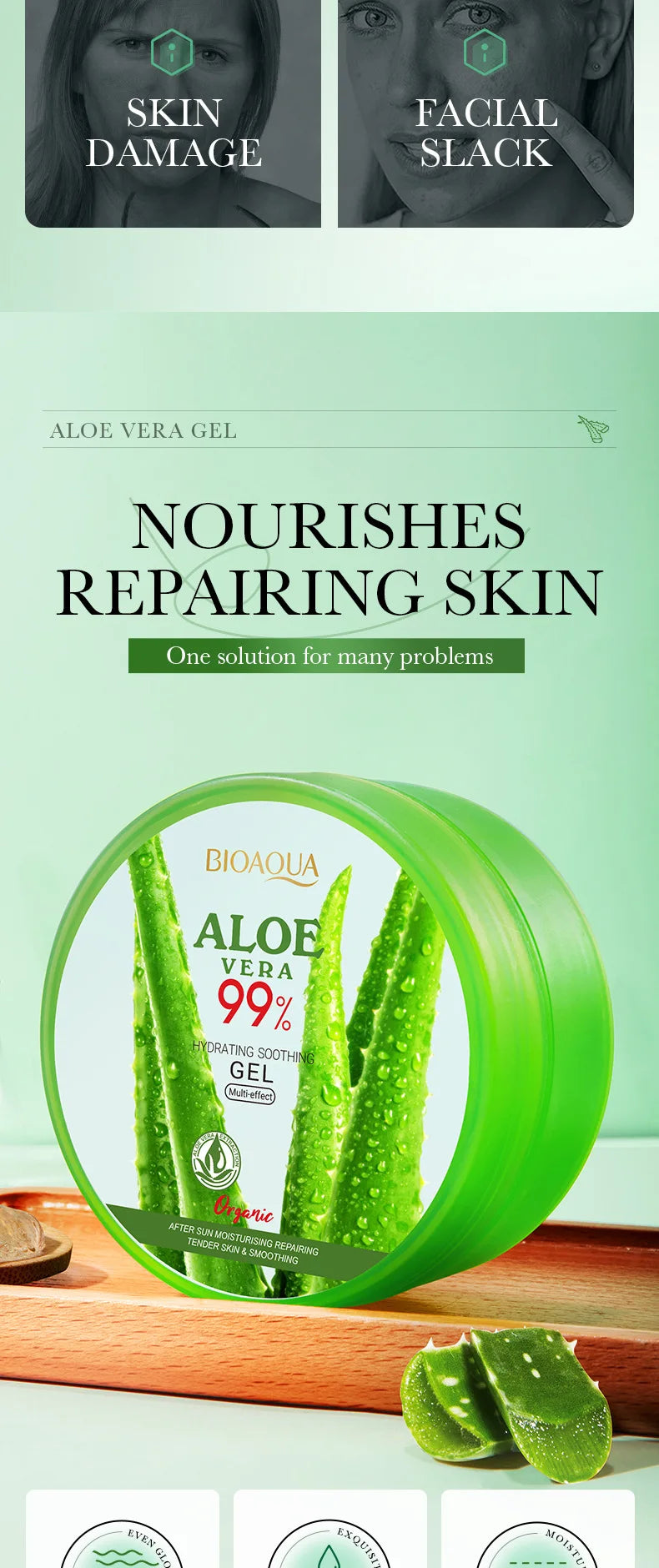 BIOAQUA Aloe Vera Gel 300g – Moisturizing & Soothing Cream