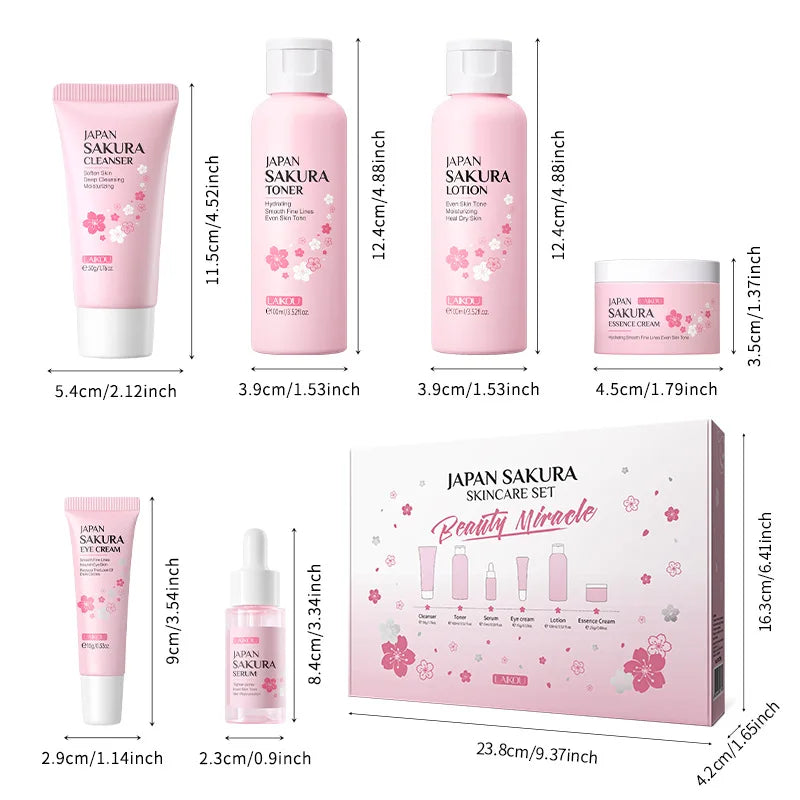 LAIKOU Sakura Skincare Kit – Cleanser, Creams, Toner & Serum