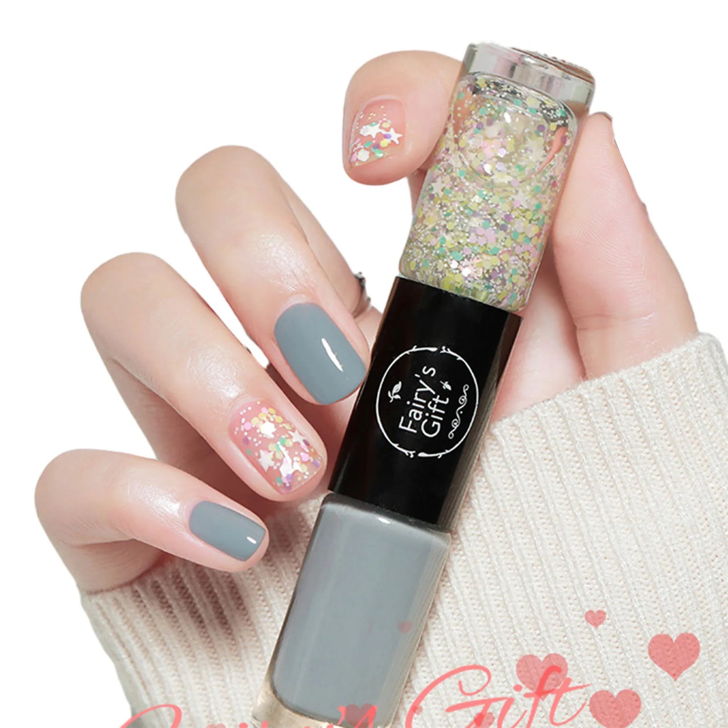 2-in-1 Glitter Nail Polish – Long-Lasting Quick-Dry Gel