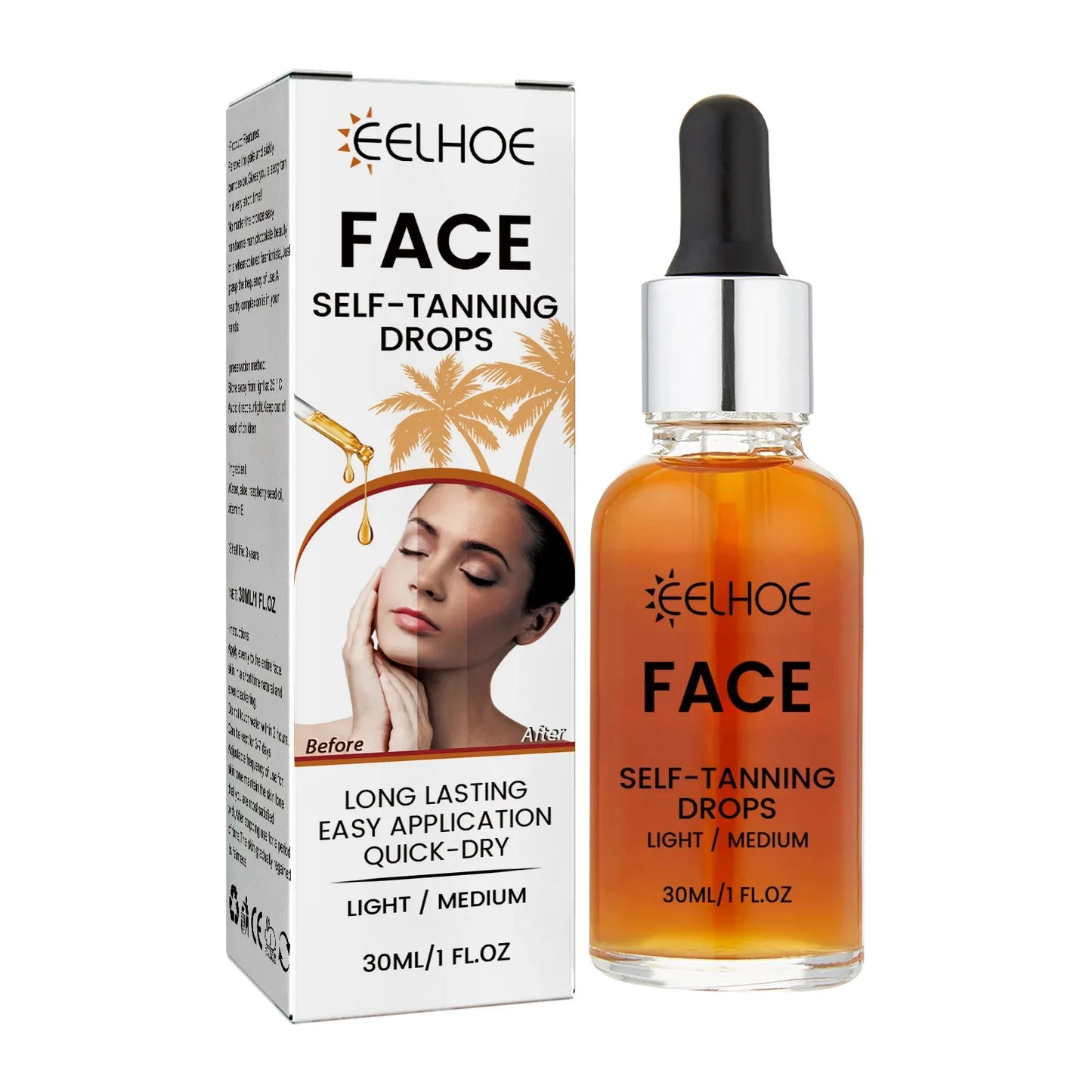 EELHOE Self-Tanning Drops – Liquid Sunless Tan Oil for Face & Body