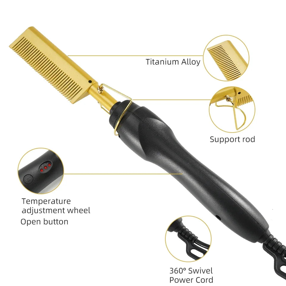 Hair Straightener Flat Iron – Wet & Dry Styling Comb Brush