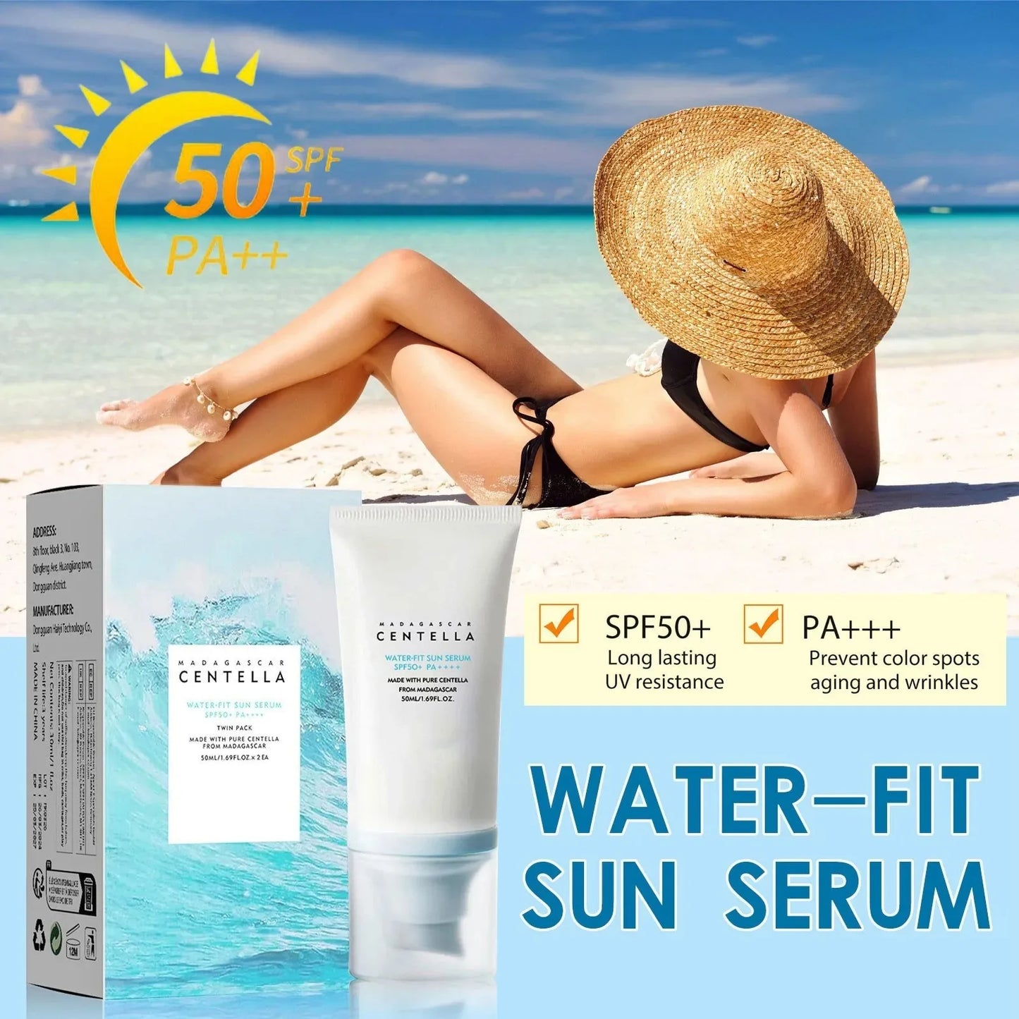 SPF50+ Facial Sunscreen – Centella Whitening Sunblock Cream