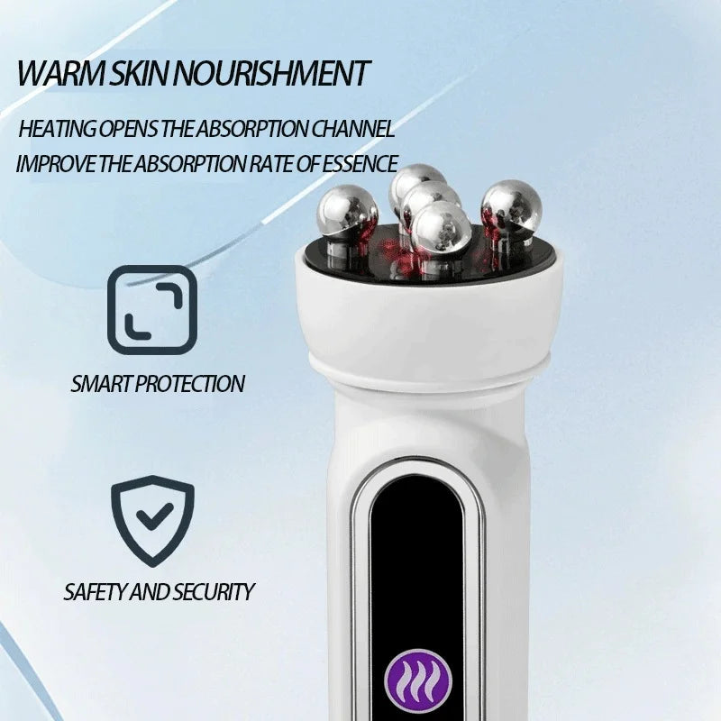 EMS Microcurrent Facial Heating Body Eye RF Face Lift Pulling Electric Rotating Roller Massage Beauty Device