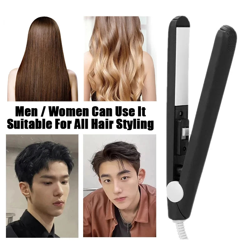 Mini Ceramic Flat Iron – Portable Hair Straightener Curler