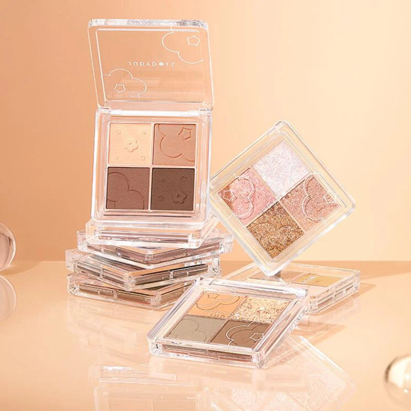 Judydoll 4-Color Eyeshadow Palette – Matte & Glitter Shades