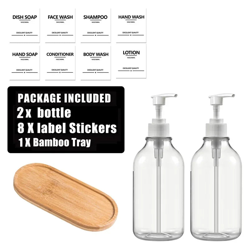 Wall-Mounted Shampoo & Conditioner Bottle Set – 500ml