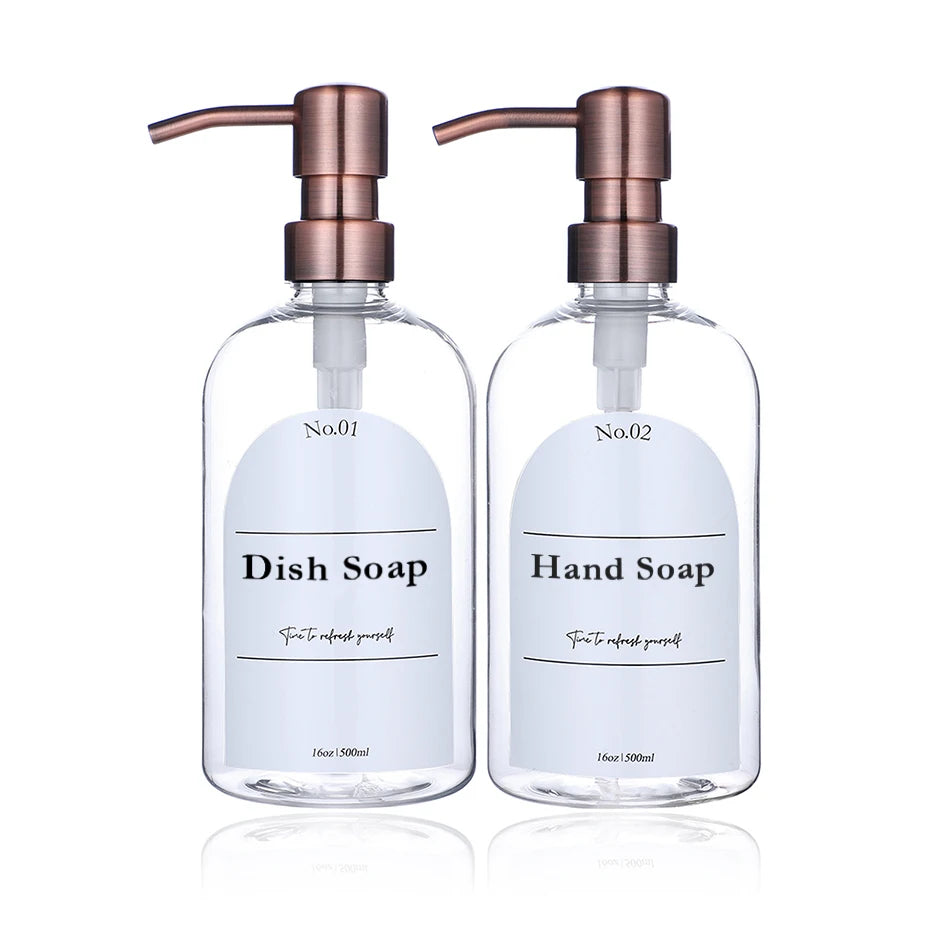 Clear Shampoo & Body Wash Dispenser Set – Stainless Pump