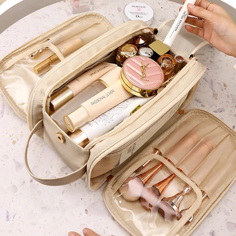 Double Zipper Makeup Bag – Large Capacity Travel Pouch