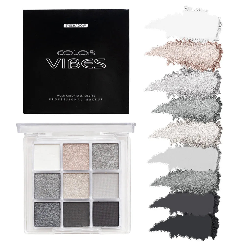 9-Color Glitter Eyeshadow Palette – Avocado Green Matte & Shimmer