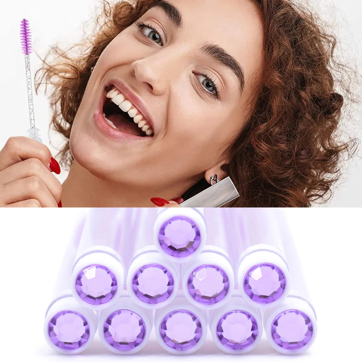 10PCS Diamond Eyelash Brushes – Spoolies & Wands