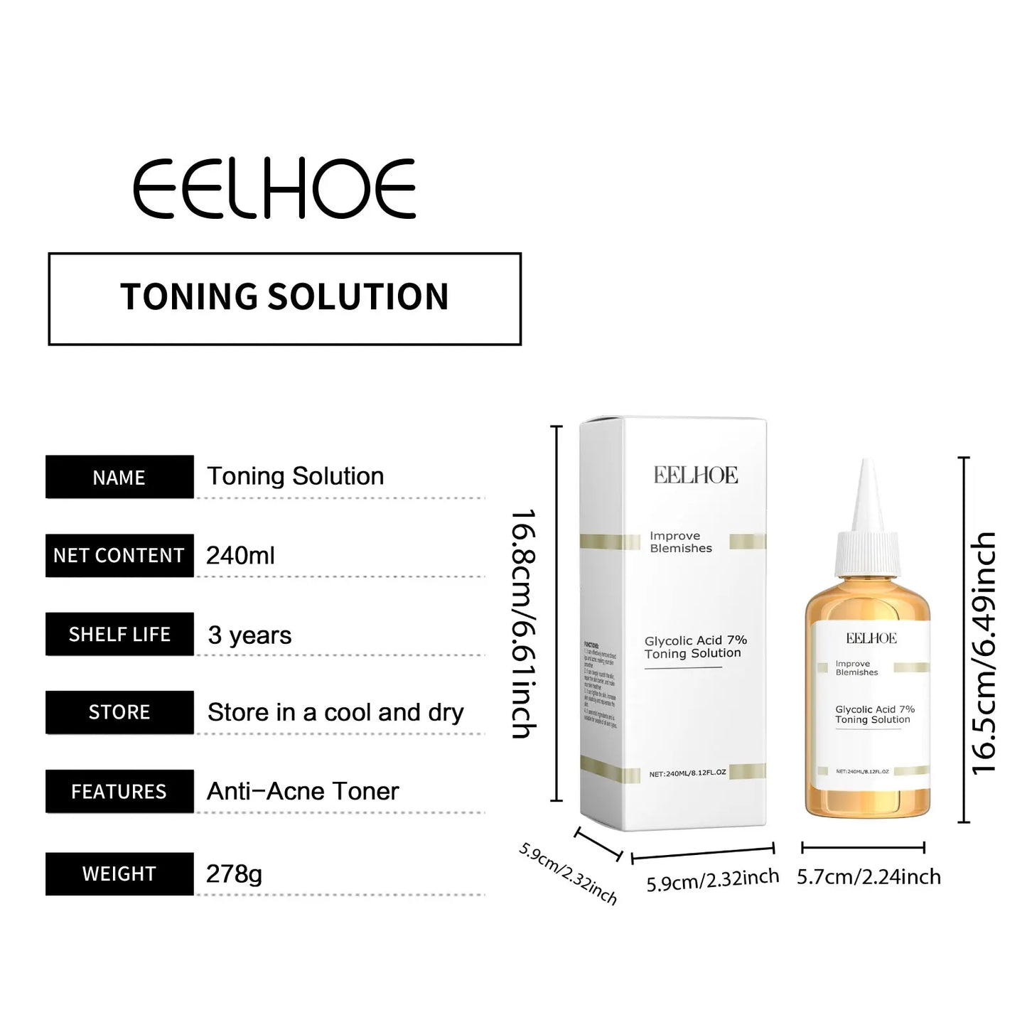 EELHOE Glycolic Acid Toner 7% – Firming & Oil Control (240ml)