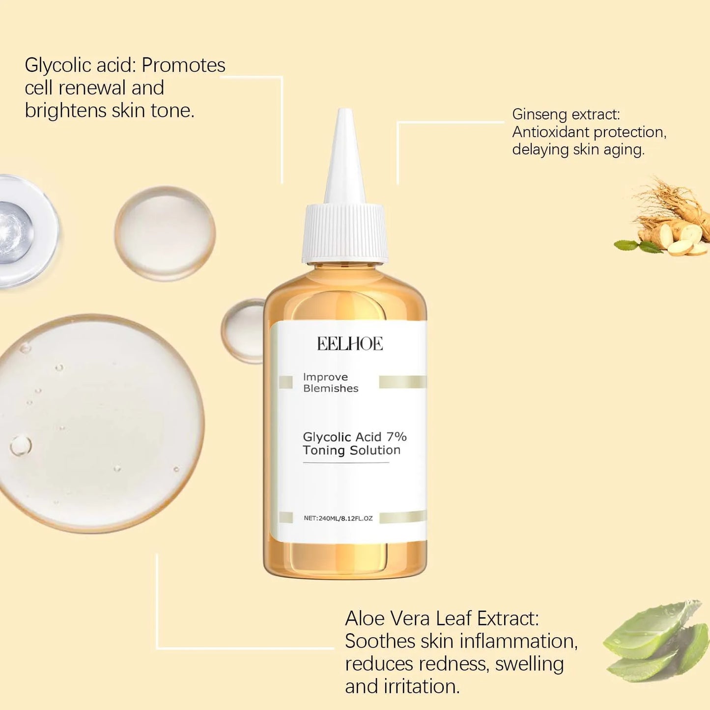 EELHOE Glycolic Acid Toner 7% – Firming & Oil Control (240ml)
