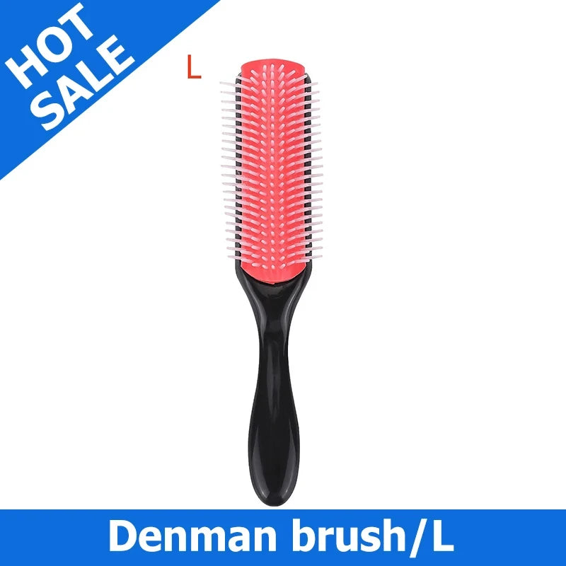9-Row Detangling Hair Brush Denman Detangler Hairbrush Scalp Massager Straight Wet Comb for Women Men Salon Curly hair brush
