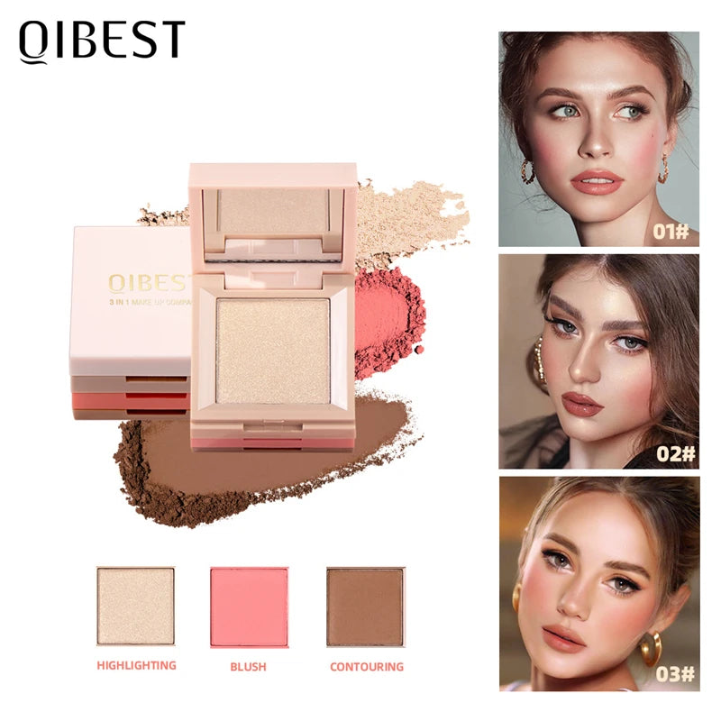 3-in-1 Makeup Palette – Highlighter, Blush & Contour
