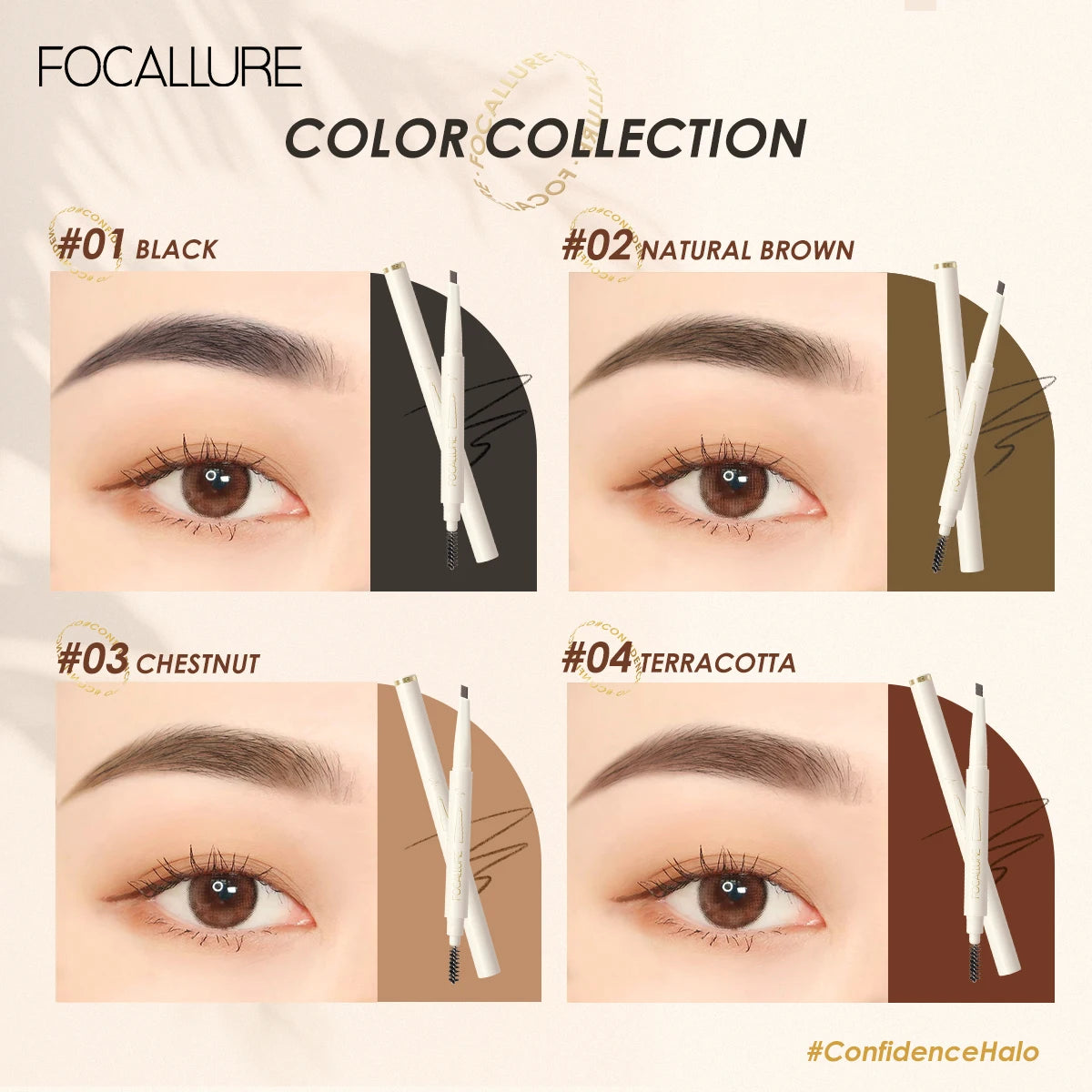 Focallure Eyebrow Pencil – 4 Colors, Waterproof