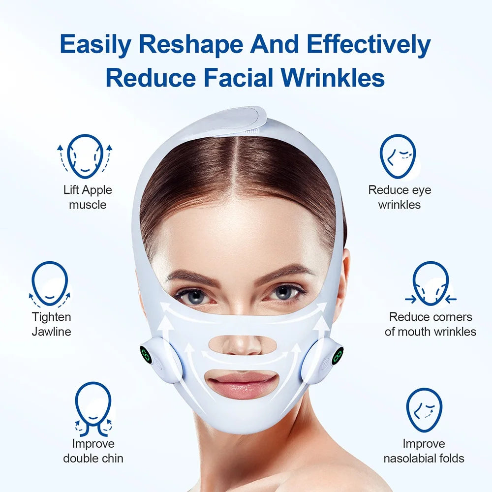 Face Lifting Beauty Machine EMS Chin Cheek Slimming Strap Skincare Facial Shaping Massager Double Chin Removal V Line Lift Belt