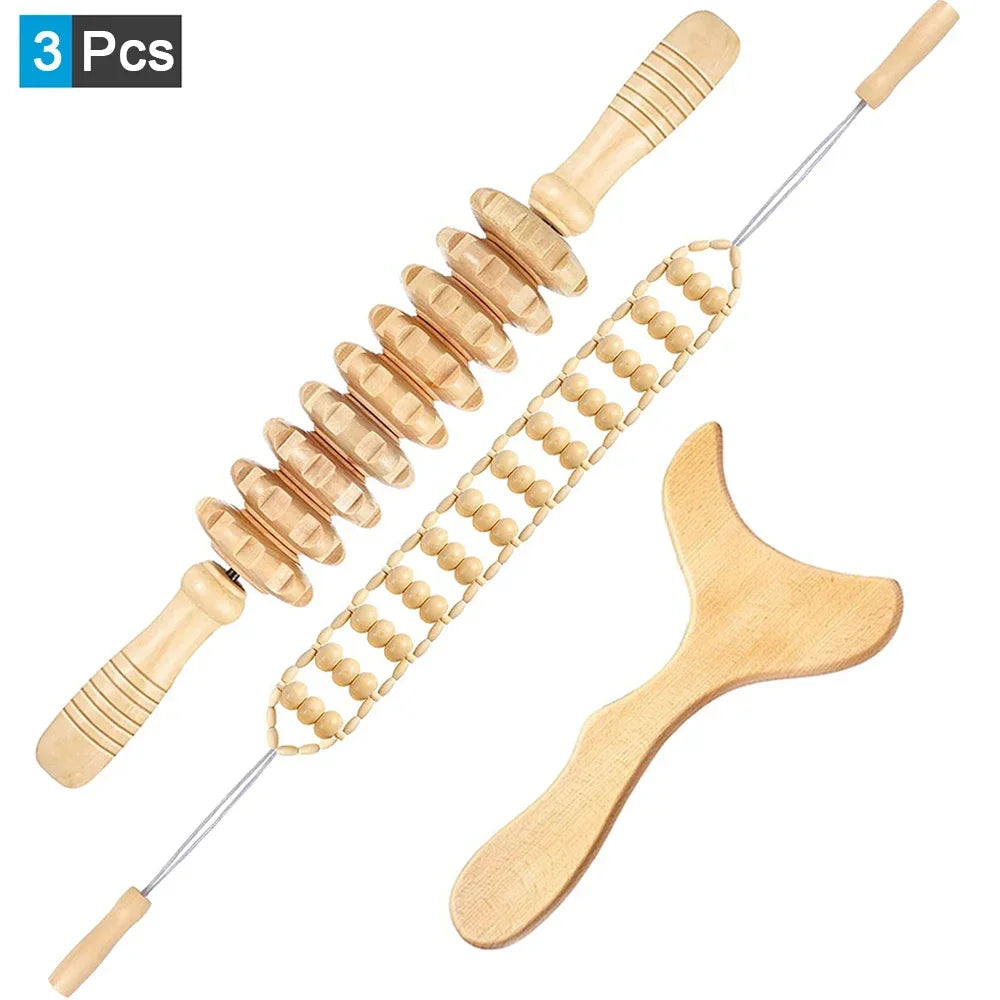 Wood Therapy Massage Tools – Anti-Cellulite Wooden Roller Set