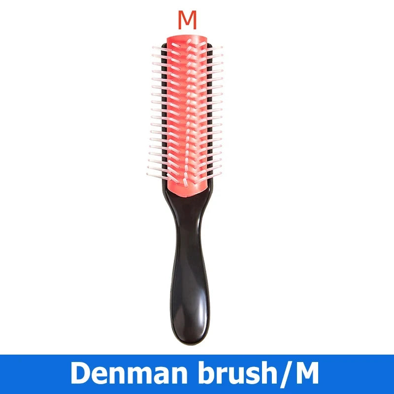 9-Row Detangling Hair Brush Denman Detangler Hairbrush Scalp Massager Straight Wet Comb for Women Men Salon Curly hair brush